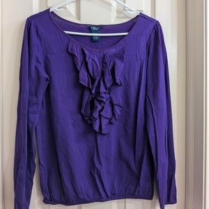 Chaps Women's Violet Ruffle Blouse